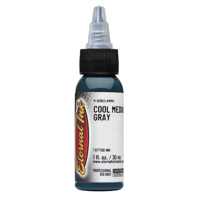 Cool Medium Gray Ink – Pigmento gris suave de Eternal Ink ideal para trabajos profesionales.