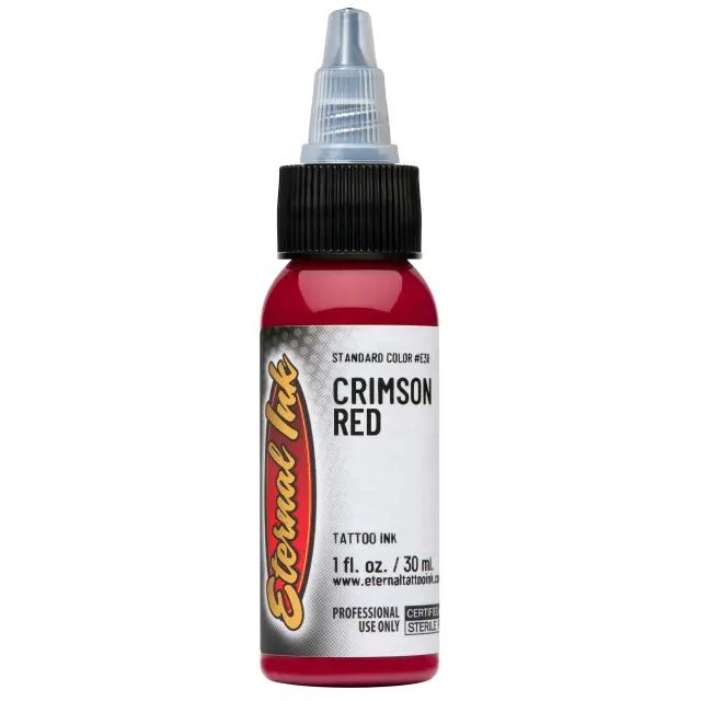 Crimson Red Ink – Pigmento rojo vibrante de Eternal Ink ideal para trabajos profesionales.