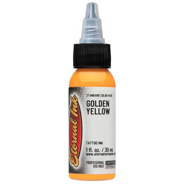 Golden Yellow Ink – Pigmento amarillo radiante de Eternal Ink ideal para trabajos profesionales.