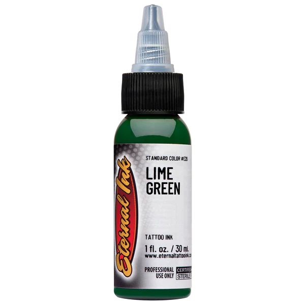 Lime Green Ink – Pigmento verde brillante de Eternal Ink ideal para trabajos profesionales.
