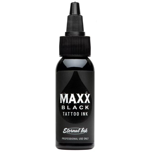 Maxx Black Ink – Pigmento negro intenso de Eternal Ink ideal para trabajos profesionales.