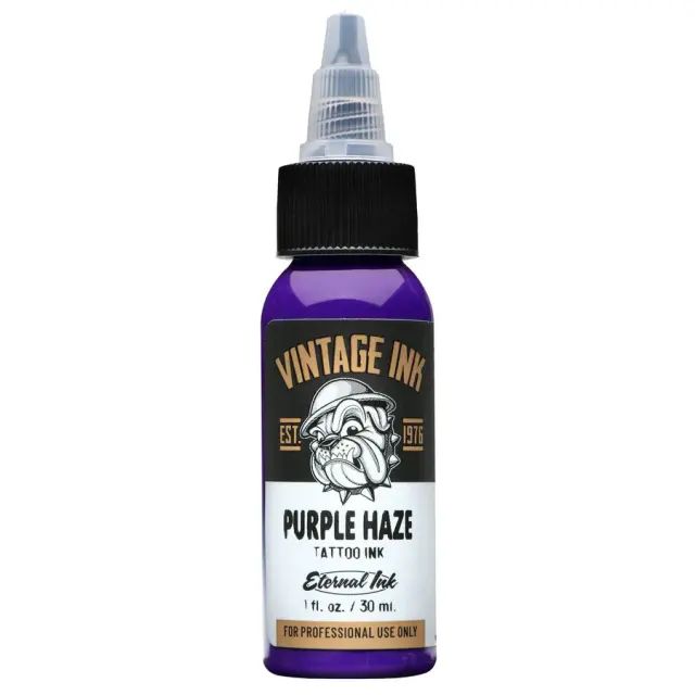 Purple Haze Ink – Pigmento morado profundo de Eternal Ink ideal para trabajos profesionales.